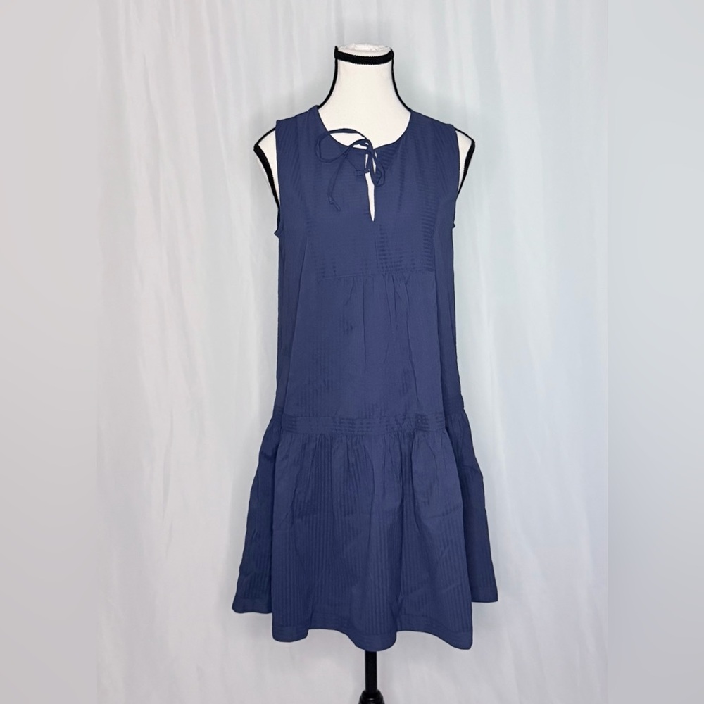 Vineyard Vines Harbor Seersucker Tiered Dress Navy XS NWOT UPF 30+